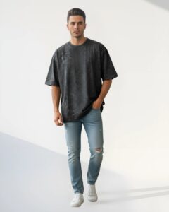 Wild loom Acid Wash Black Oversized T-shirt