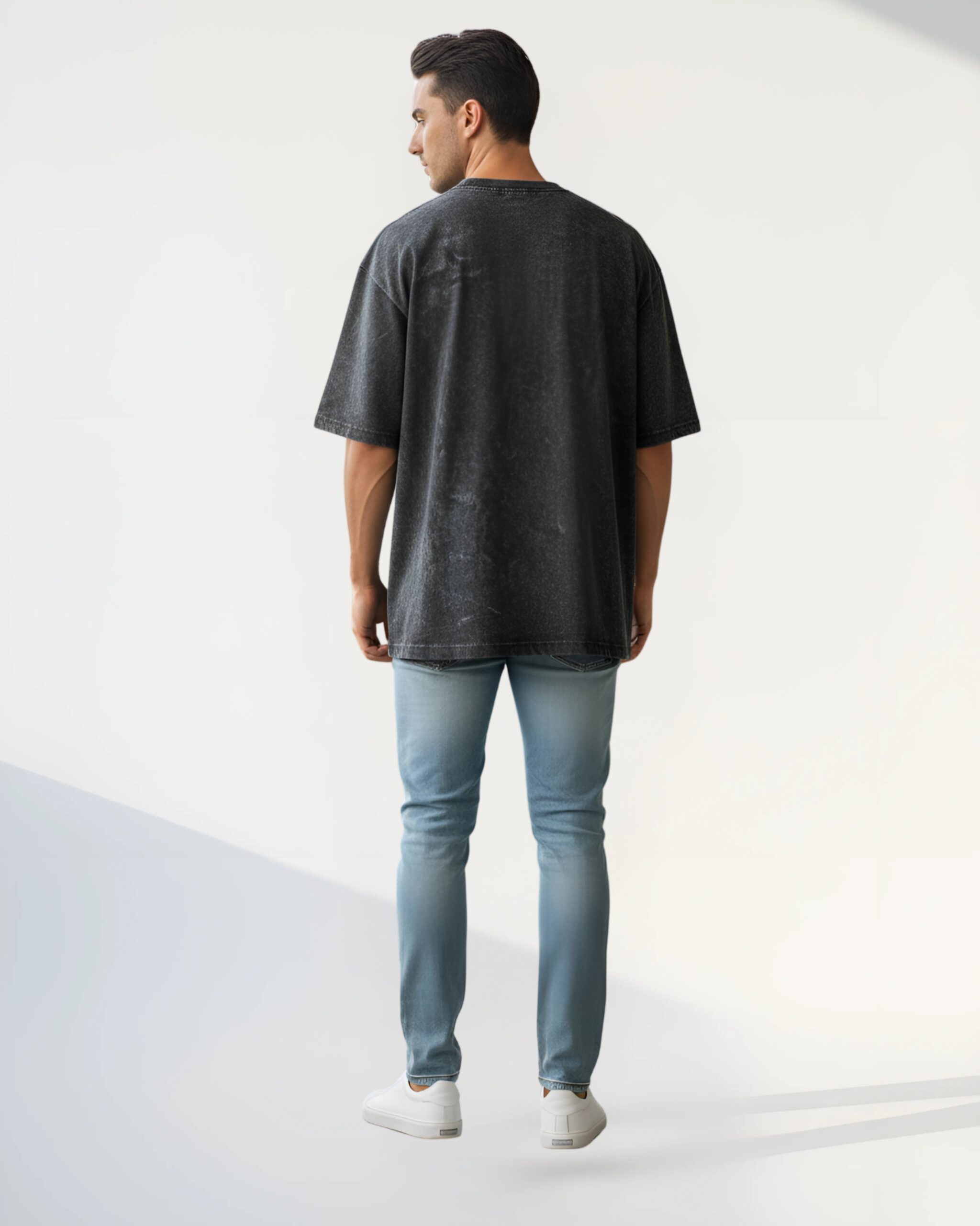 Wild loom Acid Wash Black Oversized T-shirt