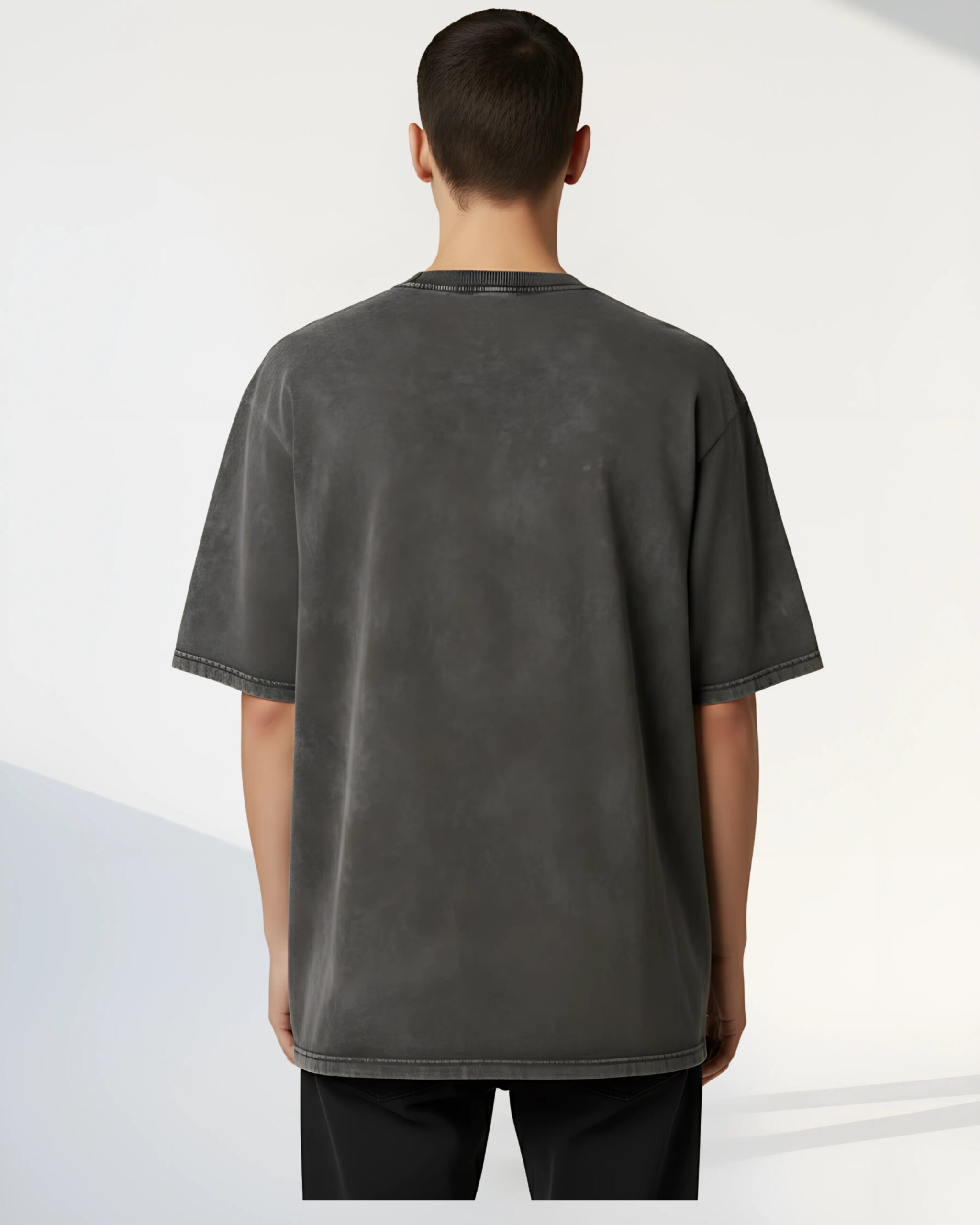 Wild Loom Acid Washed Grey Premium Oversized T-shirt