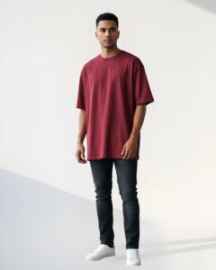 Wild loom Wine Shade Oversized Relaxed Tee