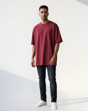 Wild loom Wine Shade Oversized Relaxed Tee