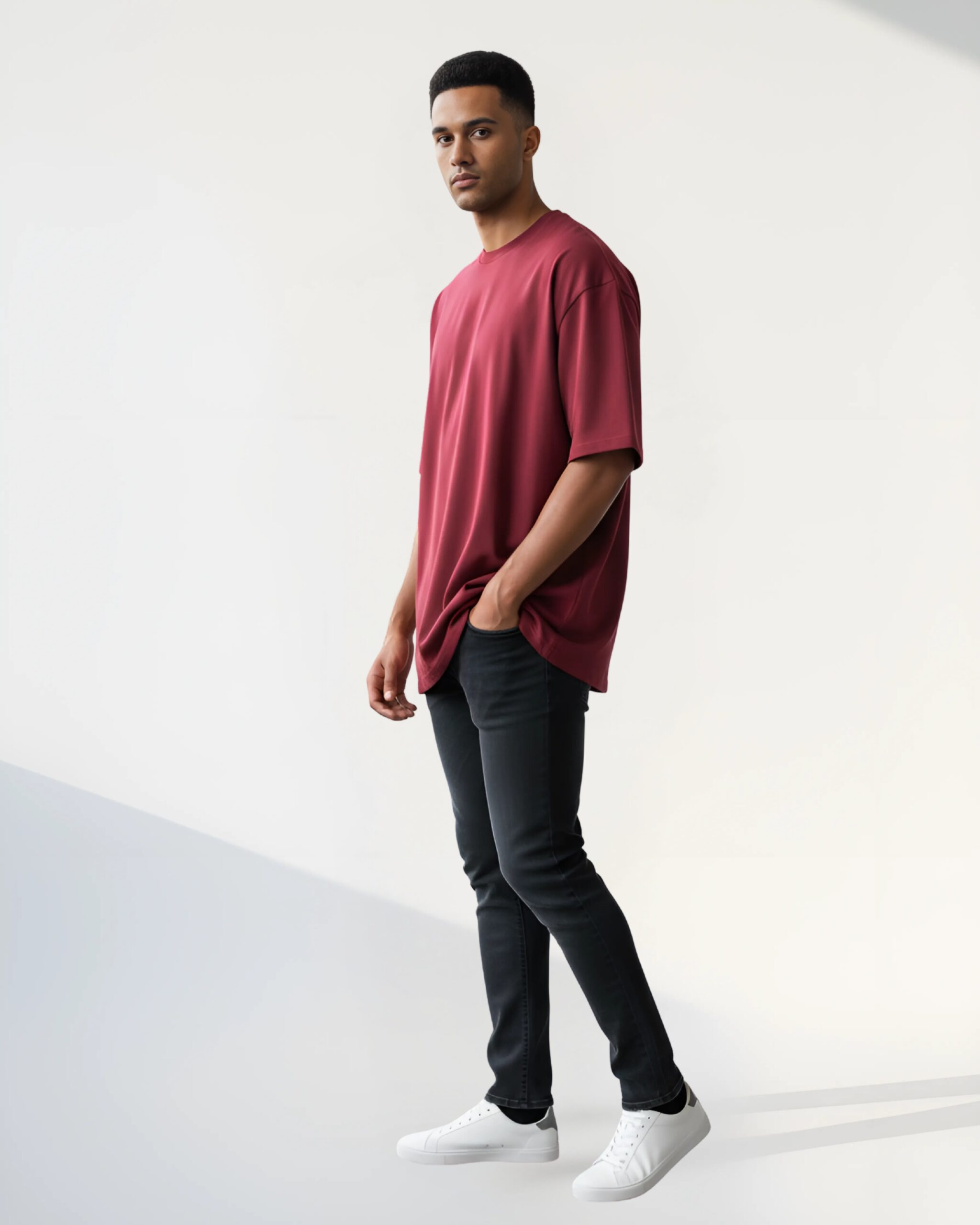 Wild loom Wine Shade Oversized Relaxed Tee