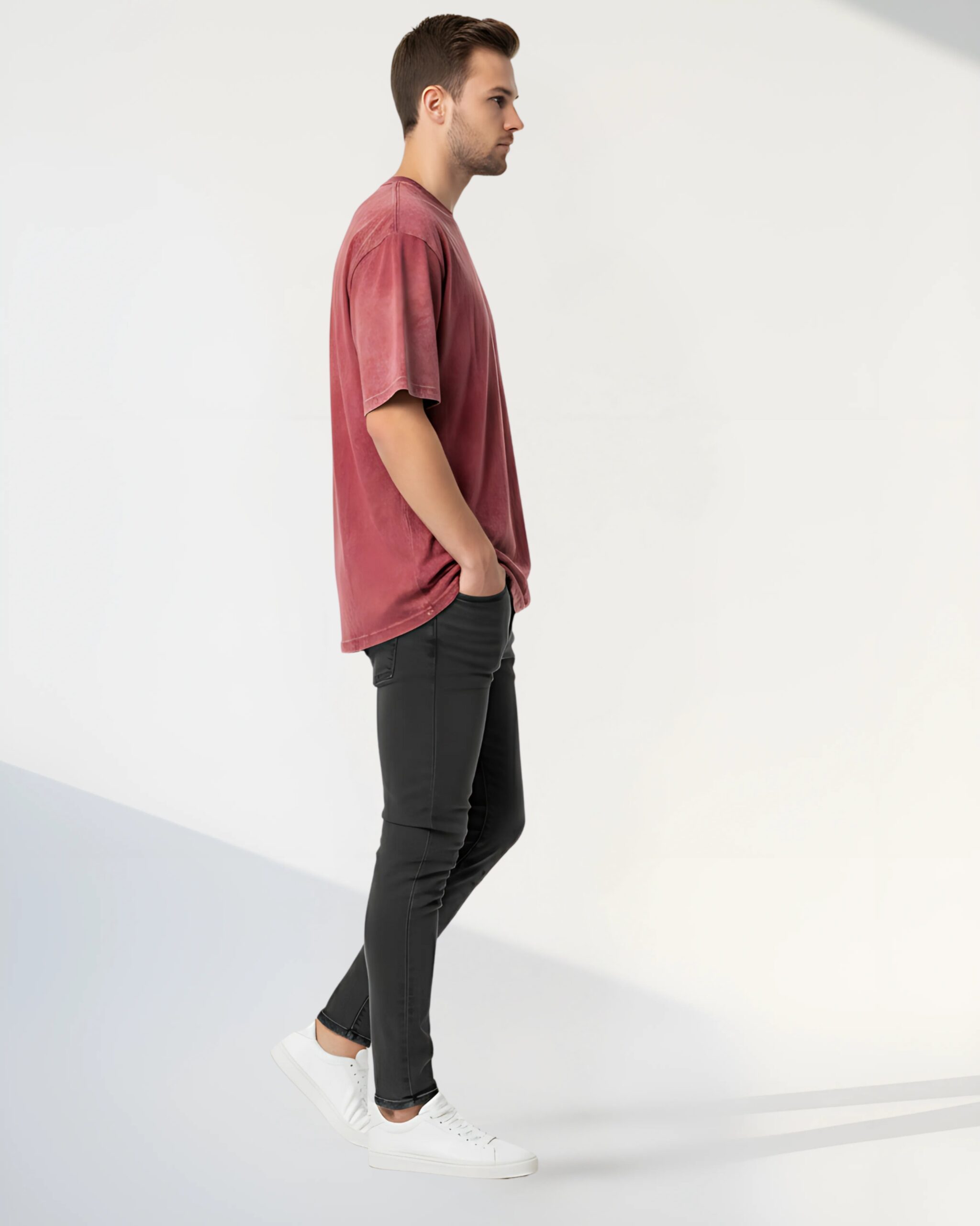 Wild loom Red Acid-Wash Oversized T-Shirt