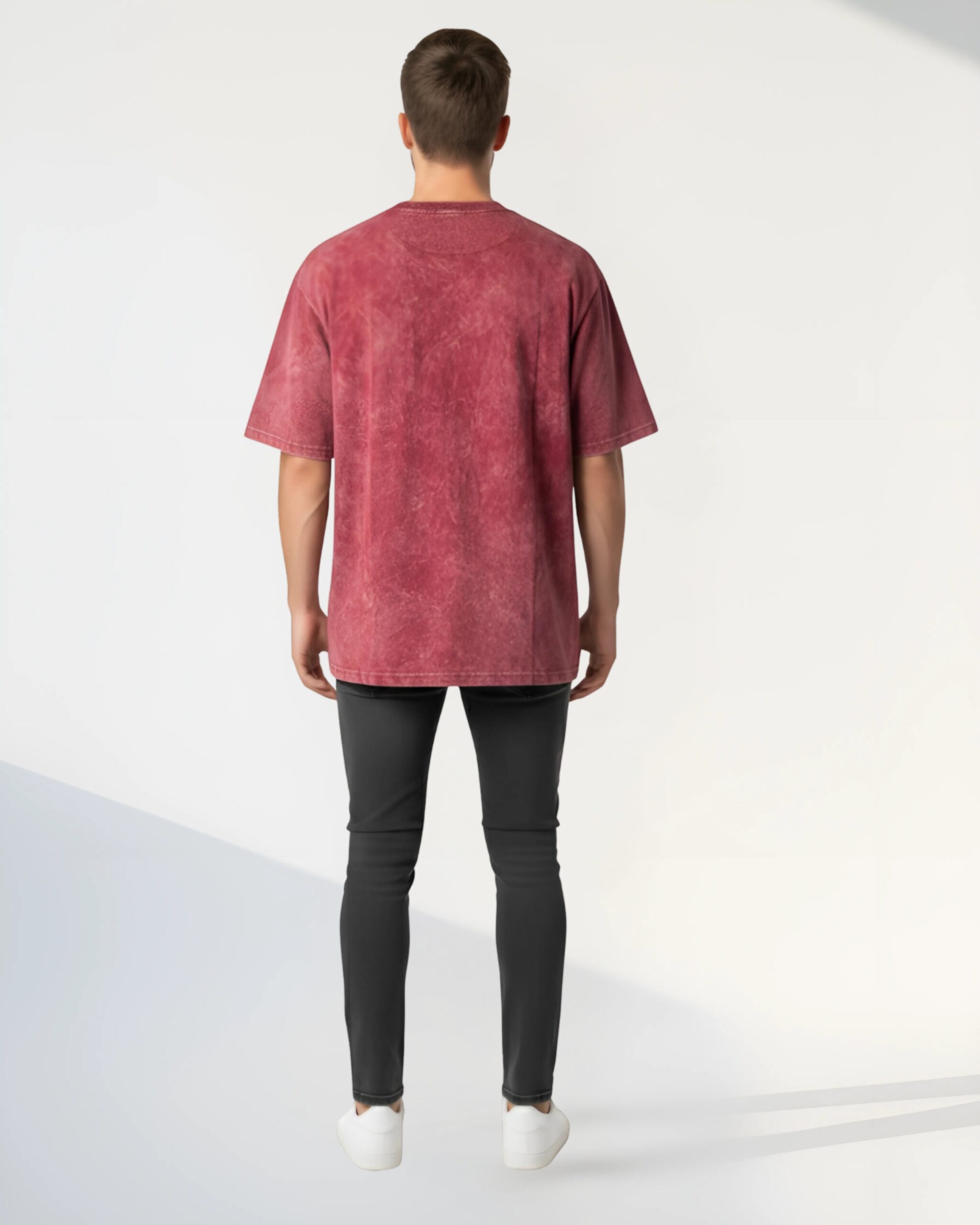 Wild loom Red Acid-Wash Oversized T-Shirt