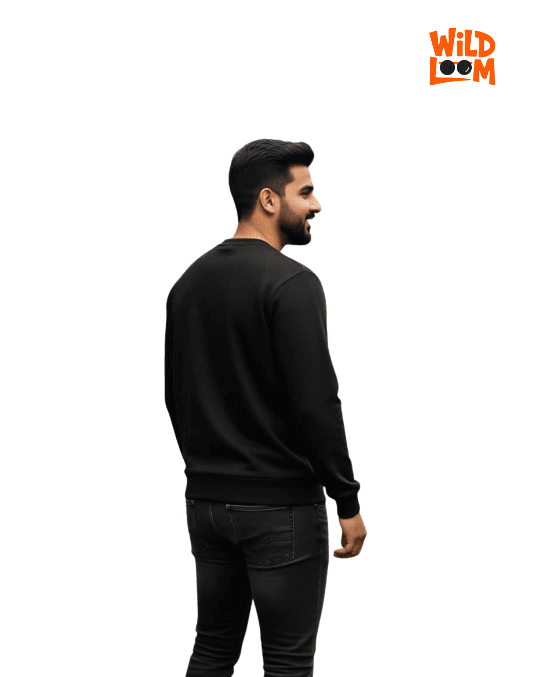 Wildloom 100% Cotton Black Sweatshirt for Men - Image 4