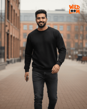 Wildloom 100% Cotton Black Sweatshirt for Men