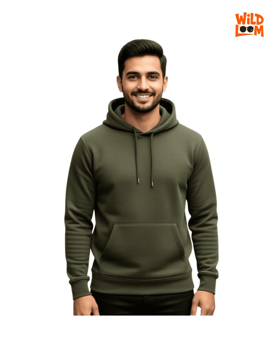 Wildloom 100% Cotton Olive_Green Color Hoodie for Men - Image 4